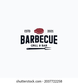 Vintage barbecue steak grilled logo