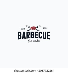 Vintage barbecue steak grilled logo