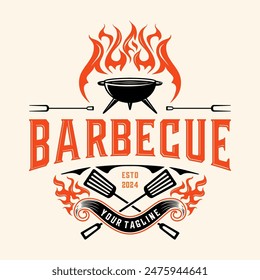 vintage barbecue. Steak House, BBQ, Grill Design. Vector illustration design
