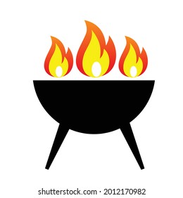 parrilla de barbacoa vintage con fuego en su diseño vector