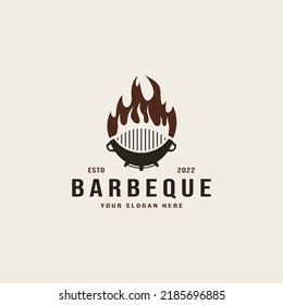 Vintage barbeque grill logo design illustration