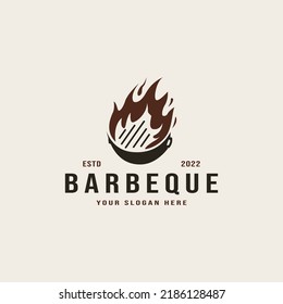 Vintage Barbeque Grill Logo Design Illustration