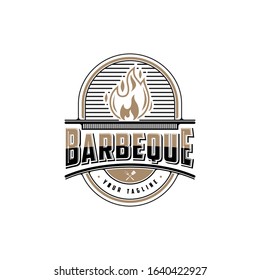Vintage Barbeque, Barbeque Label Stamp Logo design vector