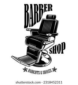 Vintage barber chair vector illustration. Perfect for barbershop logos, posters, and promotional materials