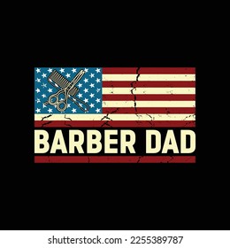 Vintage Barber Dad American USA Flag