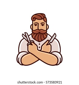 Vintage Barber illustration with mustache and beard.