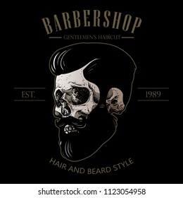 vintage barber logo with skull design