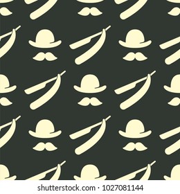 Vintage barber seamless pattern background retro style typography flourishes and calligraphic barbershop vector illustration.