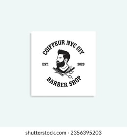 Vintage barber shop badge coiffure logo vector