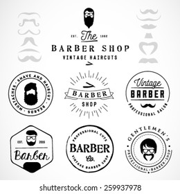 Vintage Barber Shop Badges and Labels