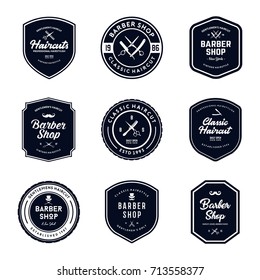 Vintage Barber Shop Badges Vector Set