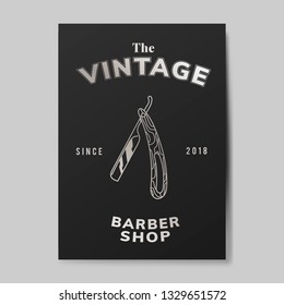 Vintage barber shop card vector