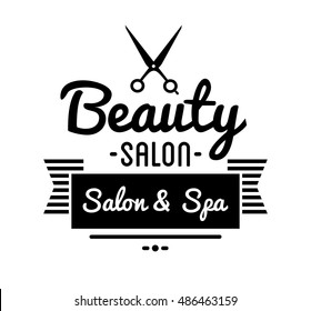 Vintage barber shop logo and beauty spa salon badge. Vector element. Isolated icons on white background