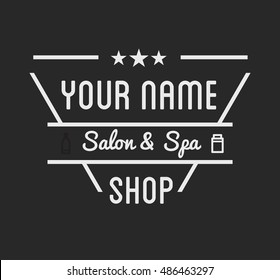 Vintage barber shop logo and beauty spa salon badge. Vector element. Isolated icons on dark background
