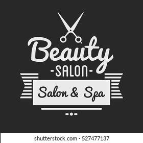 Vintage barber shop logo and beauty spa salon badge. Vector element. Isolated icons on dark background