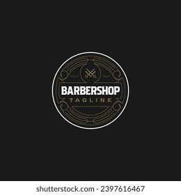 Vintage barber shop logo design. Vector illustration of Vintage luxury badge barber shop. modern symbol logo design vector icon template