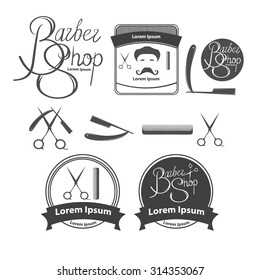 vintage barber shop logo, design elements, concept, label