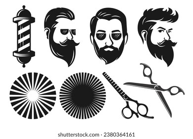 vintage barber shop logo, labels, badges and design element.