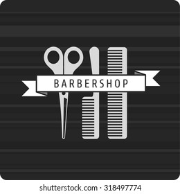 Vintage barber shop logo, labels, badges and design element. Vector.