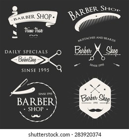 Vintage barber shop logo set, badges and design element. Gentleman set. Icons for your design. Logo set