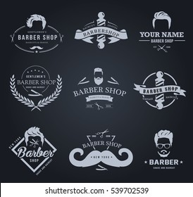 Vintage Barber Shop Logo Set Stock Vector (Royalty Free) 539702548