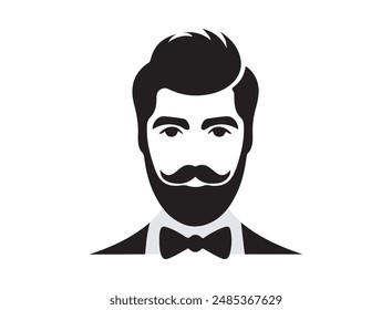 Vintage barber shop logo template with man head with beard mustache and stylish hair vector illustration.