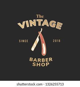 Vintage barber shop logo vector