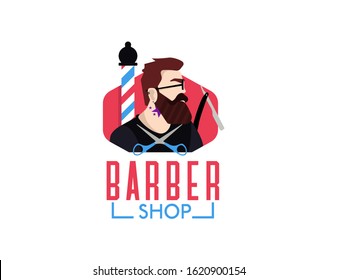 Vintage barber shop logo vector.