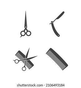 vintage barber shop logo vector icon template