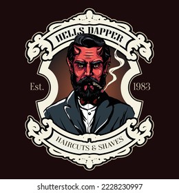 vintage Barber Shop logos, labels, emblems or badges. Vector illustration