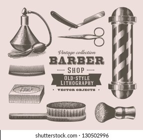 Vintage barber shop objects
