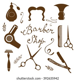 Vintage barber shop objects collection