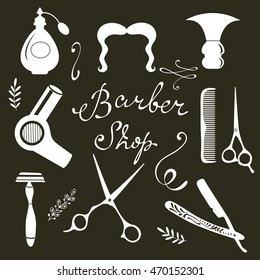 Vintage barber shop objects collection