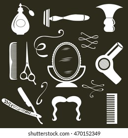Vintage barber shop objects collection