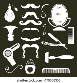 Vintage barber shop objects collection