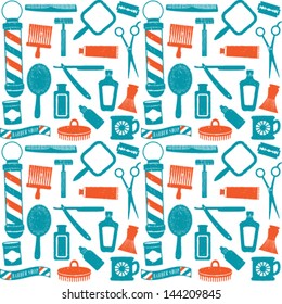 Vintage barber shop related seamless pattern 6