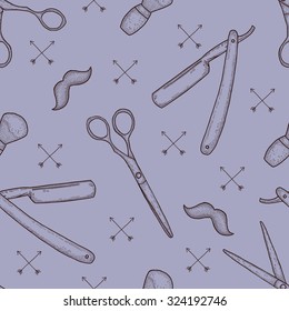 Vintage barber shop seamless pattern
