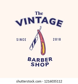 Vintage barber shop text design vector