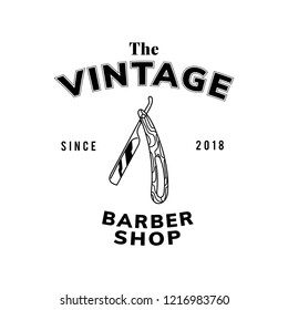 Vintage barber shop text design vector