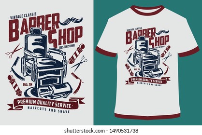 Vintage Barber Shop, Typography, T-shirt Graphics, For Sticker Or Printing For The T-shirt
