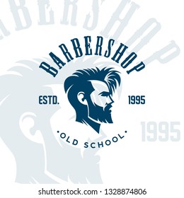Vintage barbershop emblem, label, badge, logo. 