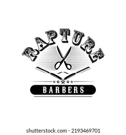 vintage barbershop emblem, label, badge, logo. Layered. Text on a separate layer.