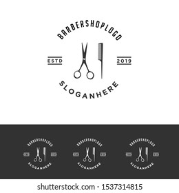 Vintage barbershop emblems. Can be used for labels, badges and logos. Unique vector design.