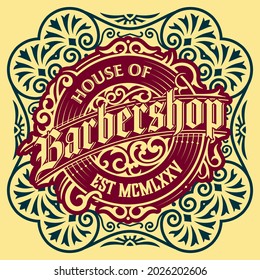 Vintage Barbershop label in vintage style