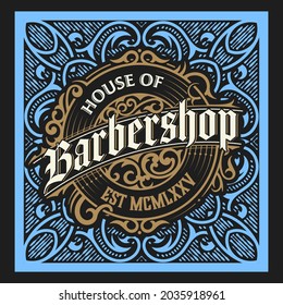 Vintage Barbershop label in vintage style