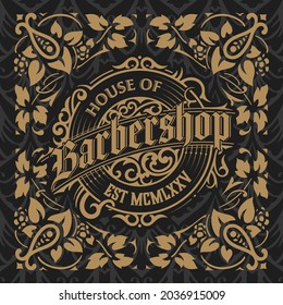 Vintage Barbershop label in vintage style