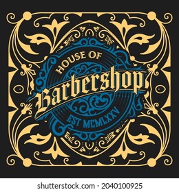 Vintage Barbershop label in vintage style