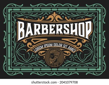 Vintage Barbershop label in vintage style