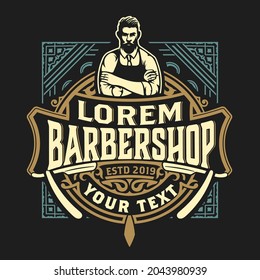 Vintage Barbershop label in vintage style