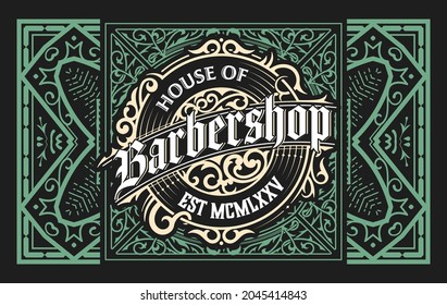 Vintage Barbershop label in vintage style